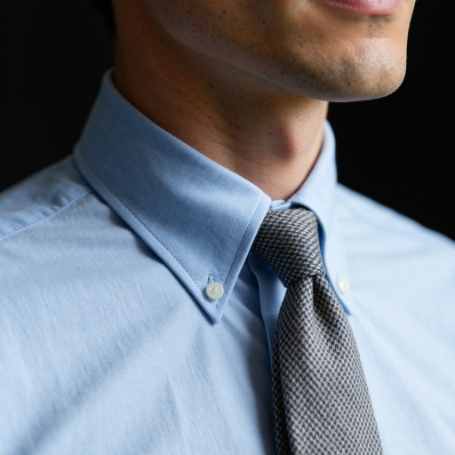 四十五岁左右中年男性头像,穿灰色西装,黑色领带,眼神专注,浅蓝色背景